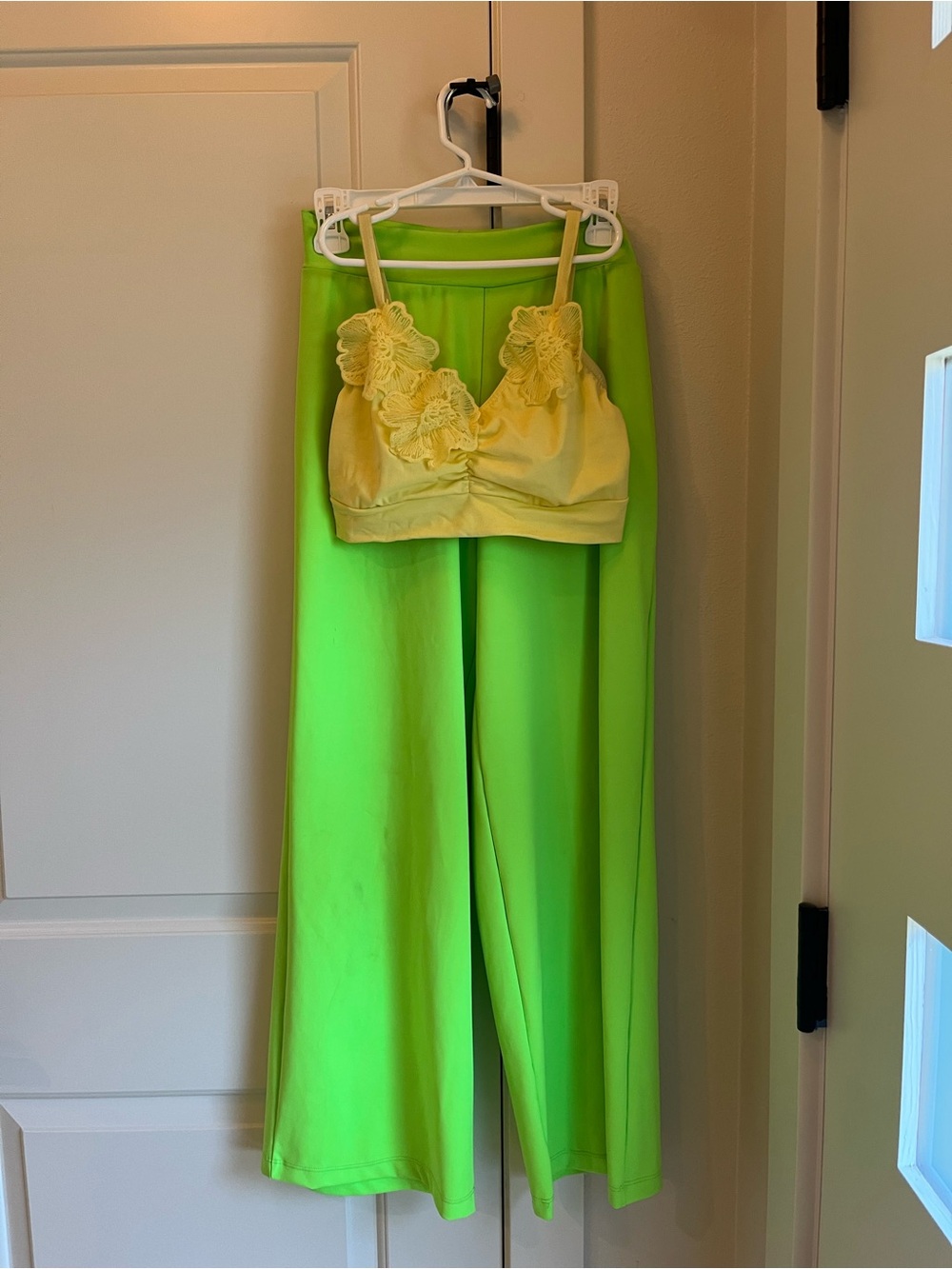 Dance Costume - Lime Green Pants with Yellow Floral Crop Top